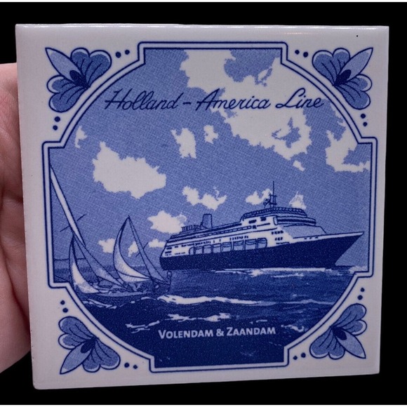 Holland America Line Volendam & Zaandam Tile Delft Style Blue & White - Picture 1 of 4